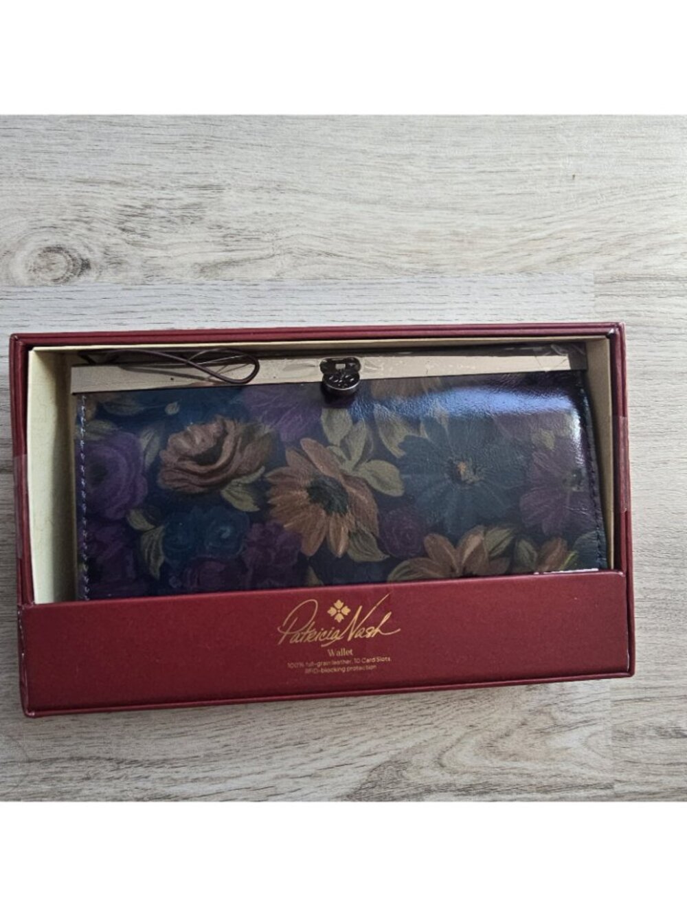 Patricia Nash Rustic Cauchy Frame Leather Clutch Wallet Peruvian Painting NWT - Picture 14 of 14